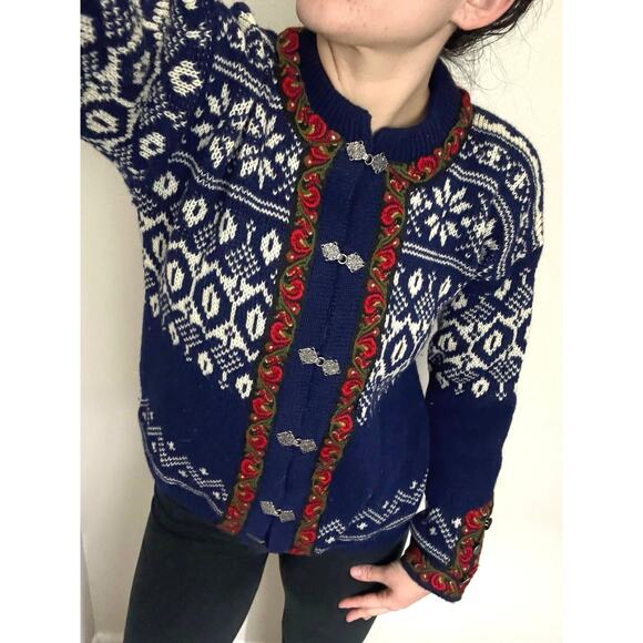 Vintage Gann sport Norwegian Fair Isle nordic norway chunky knit sweater - Picture 1 of 8
